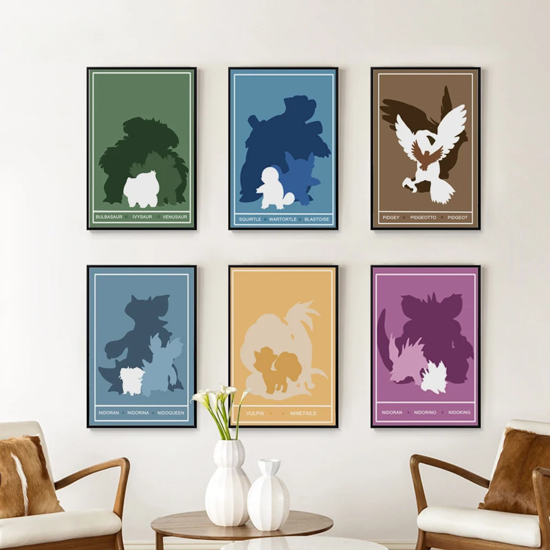 Pokemon Go Monster Evolution Animation Painting Canvas Wall Art Poster