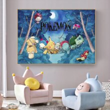 Anime Pokemon HD Cartoon Silk Fabric Canvas Wall Poster Anime Pokemon HD Cartoon Silk Fabric Canvas Wall Poster