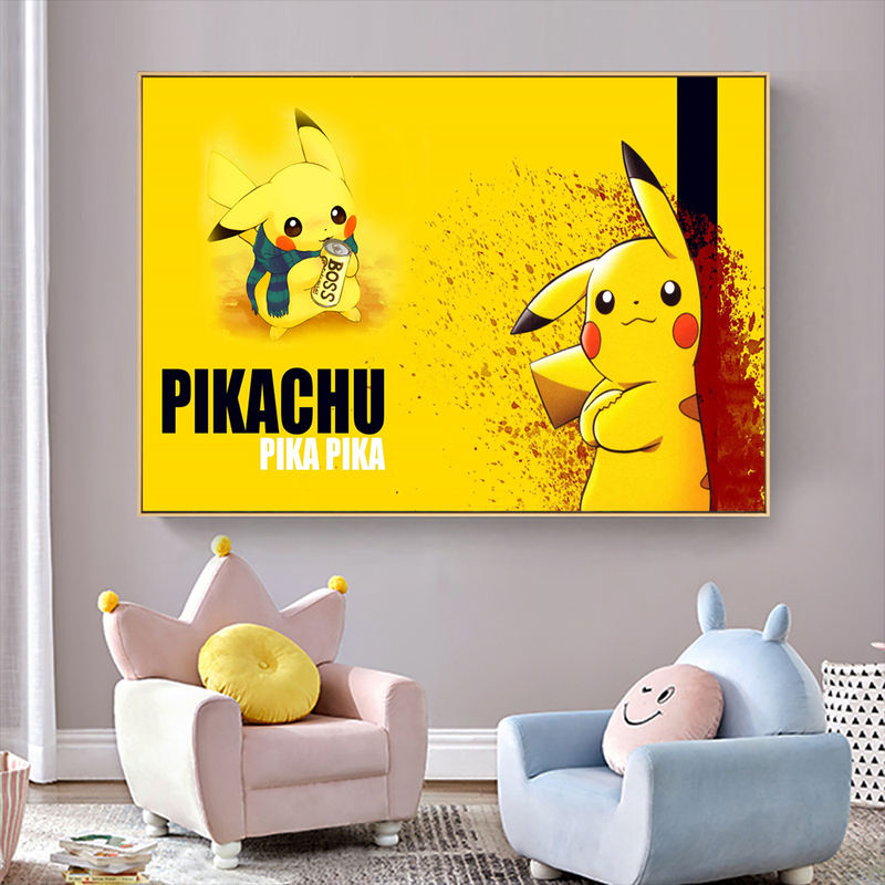 Anime Pokemon HD Cartoon Silk Fabric Canvas Wall Poster