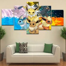 Pokemon Cartoon HD Oil Painting Canvas 5 Panel Poster Pokemon Cartoon HD Oil Painting Canvas 5 Panel Poster