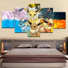 Pokemon Cartoon HD Oil Painting Canvas 5 Panel Poster Pokemon Cartoon HD Oil Painting Canvas 5 Panel Poster
