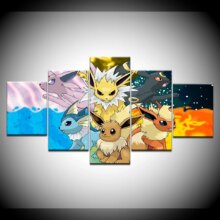 Pokemon Cartoon HD Oil Painting Canvas 5 Panel Poster Pokemon Cartoon HD Oil Painting Canvas 5 Panel Poster