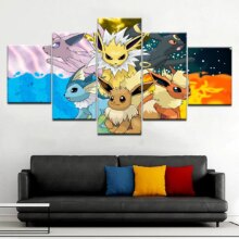 Pokemon Cartoon HD Oil Painting Canvas 5 Panel Poster Pokemon Cartoon HD Oil Painting Canvas 5 Panel Poster