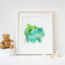 Bulbasaur Pokemon Watercolor Print Room Decor Poster Bulbasaur Pokemon Watercolor Print Room Decor Poster