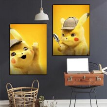 Pokemon Detective Pikachu Nordic Cartoon Painting Wall Art Poster Pokemon Detective Pikachu Nordic Cartoon Painting Wall Art Poster