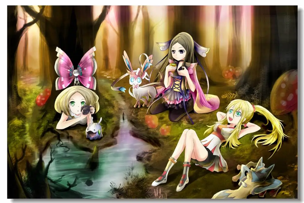 Pokemon Pikachu Toothless Pokeball Cartoon Canvas Wall Arts Poster