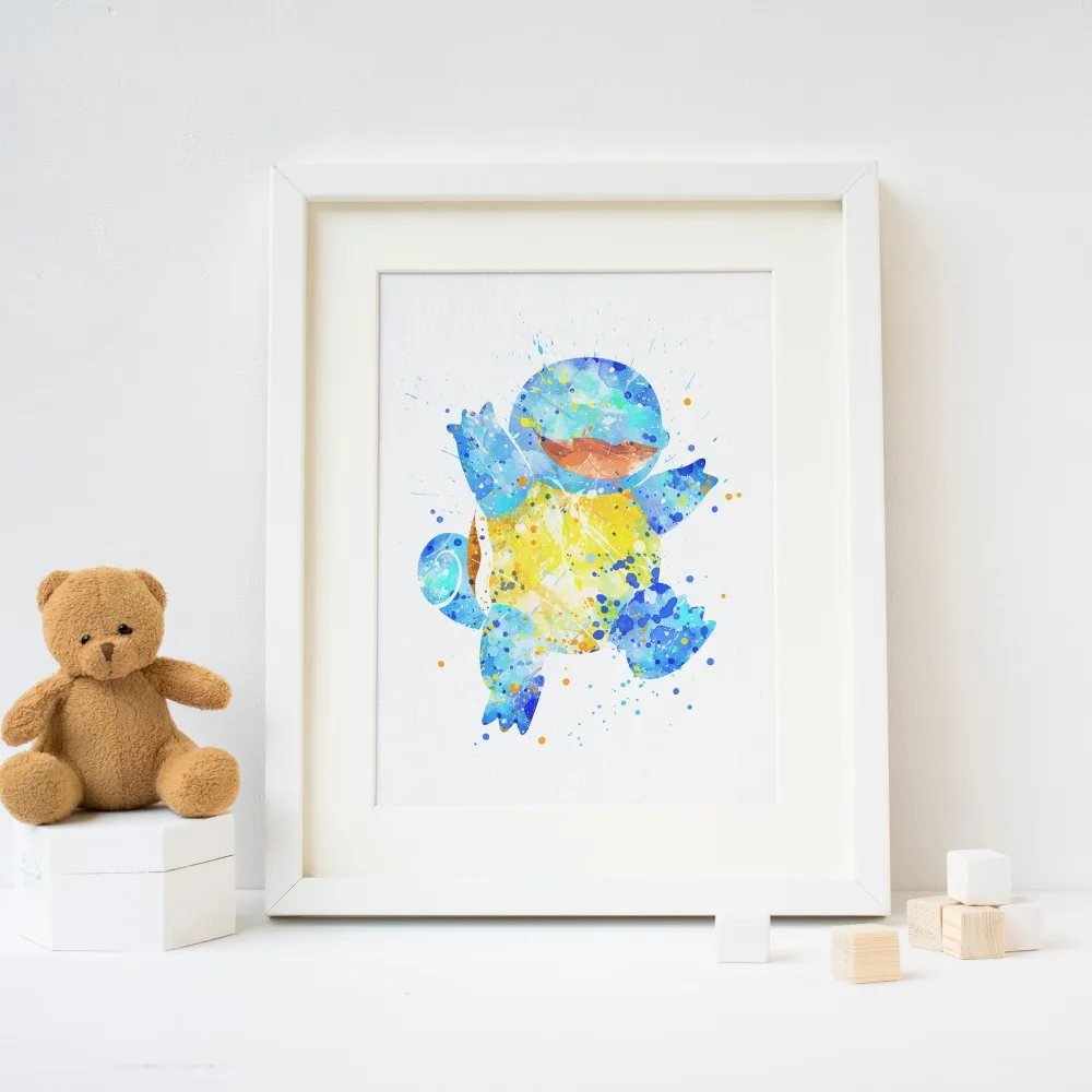 Squirtle Pokemon Watercolor Room Decor Wall Poster
