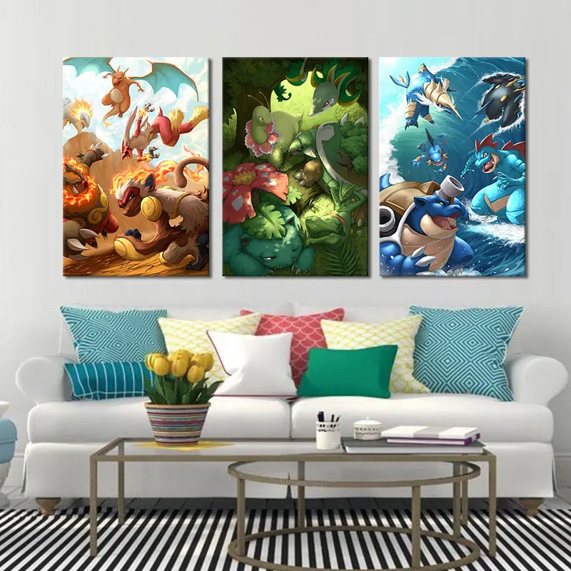 Pokemon Monster Anime Prints Home Decor Canvas Wall Art Poster