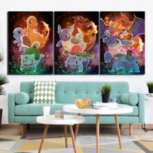 Pokemon Pocket Monster Anime HD Pictures 3 Panel Wall Artwork Poster Pokemon Pocket Monster Anime HD Pictures 3 Panel Wall Artwork Poster