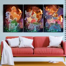 Pokemon Pocket Monster Anime HD Pictures 3 Panel Wall Artwork Poster Pokemon Pocket Monster Anime HD Pictures 3 Panel Wall Artwork Poster