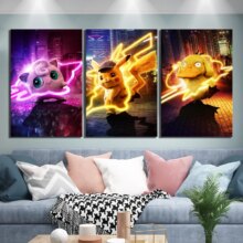 Pokemon Detective Pikachu Movie Cartoon Painting Canvas 3 Panel Wall Art Poster Pokemon Detective Pikachu Movie Cartoon Painting Canvas 3 Panel Wall Art Poster