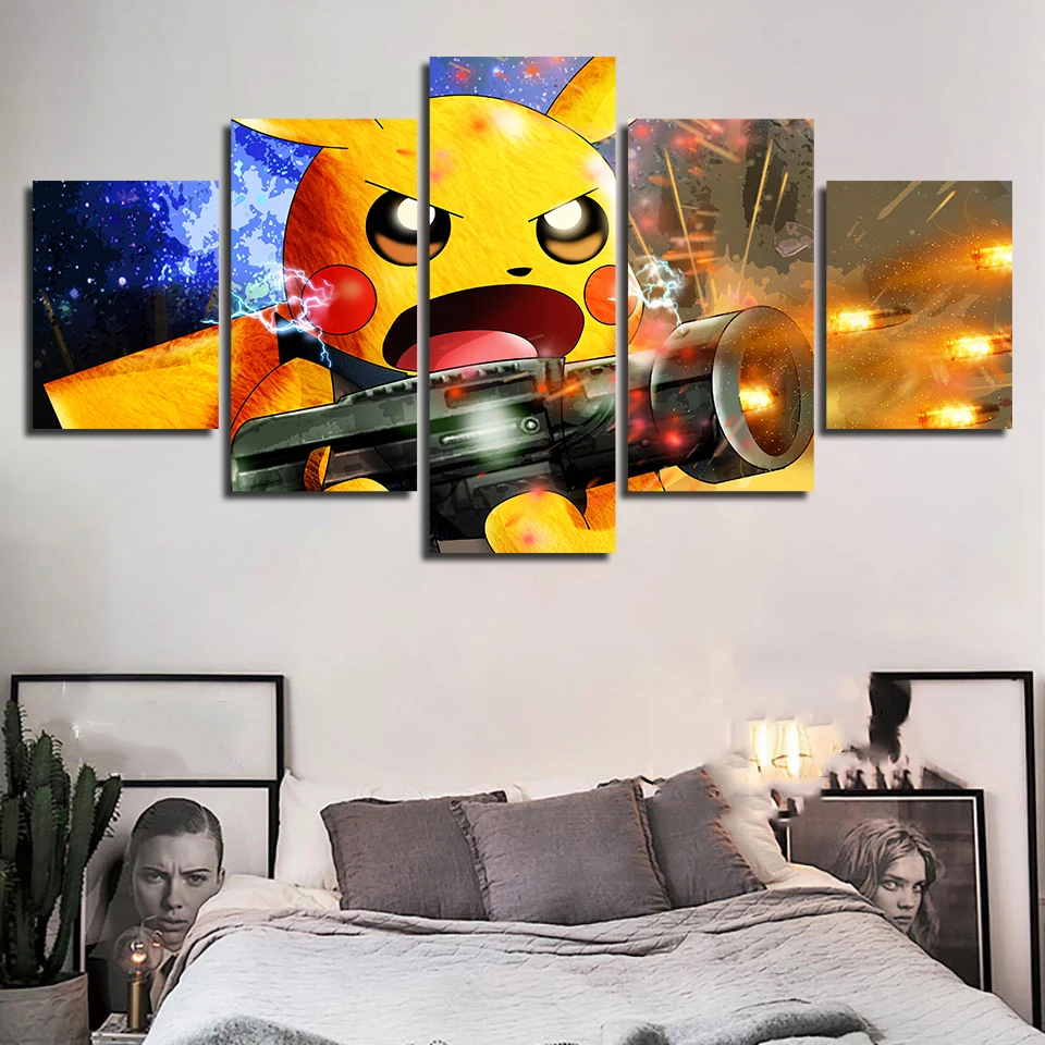 Pokemon Pikachu Painting Canvas 5 Pieces/pcs Wall Art Poster Pokemon Pikachu Painting Canvas 5 Pieces/pcs Wall Art Poster