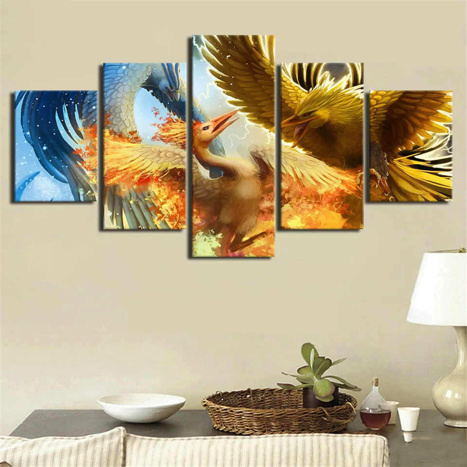 Pokemon Pikachu Painting Canvas 5 Pieces/pcs Wall Art Poster Pokemon Pikachu Painting Canvas 5 Pieces/pcs Wall Art Poster