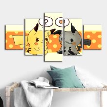 Pokemon Pikachu Cartoon HD Prints Home Decoration Canvas 5 Pieces/pcs Wall Poster Pokemon Pikachu Cartoon HD Prints Home Decoration Canvas 5 Pieces/pcs Wall Poster