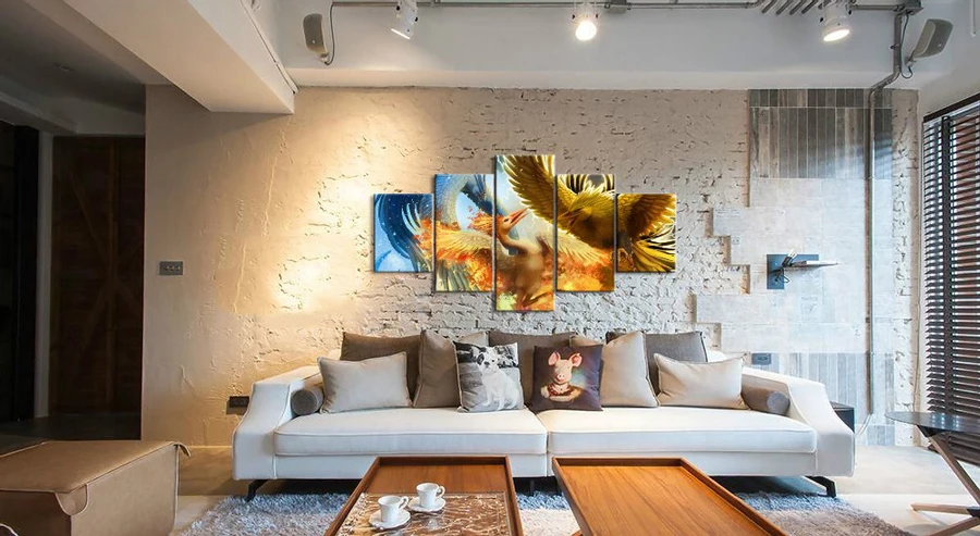 Pokemon Zapdos/Articuno/Moltres Painting Canvas 5 Panel Wall Art Poster