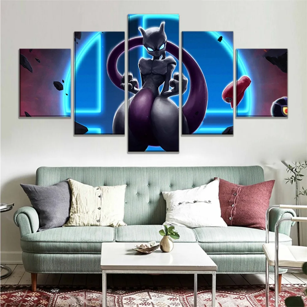 Pokemon Mewtwo Painting Canvas Wall Art Poster