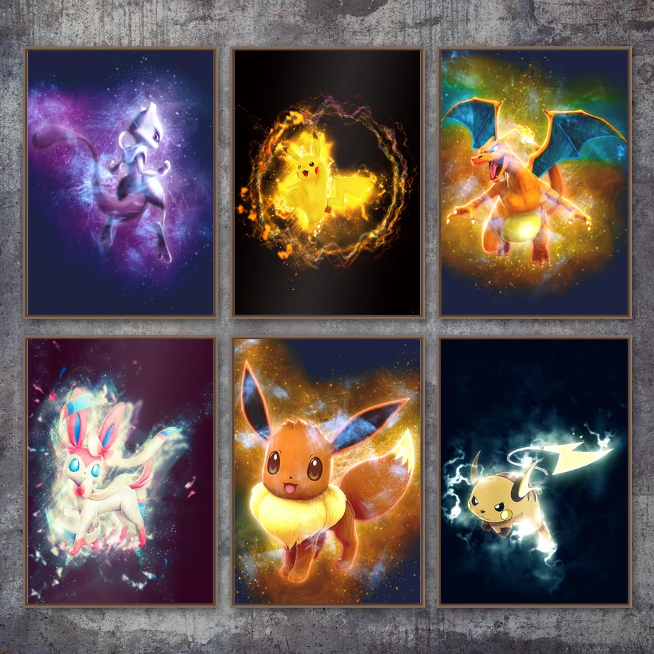 Pocket Monster Pikachu Anime Nursery Wall Art Canvas Print