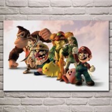 Kirby Mario Pikachu Samus Aran Smash Bros Anime Fabric Poster Kirby Mario Pikachu Samus Aran Smash Bros Anime Fabric Poster