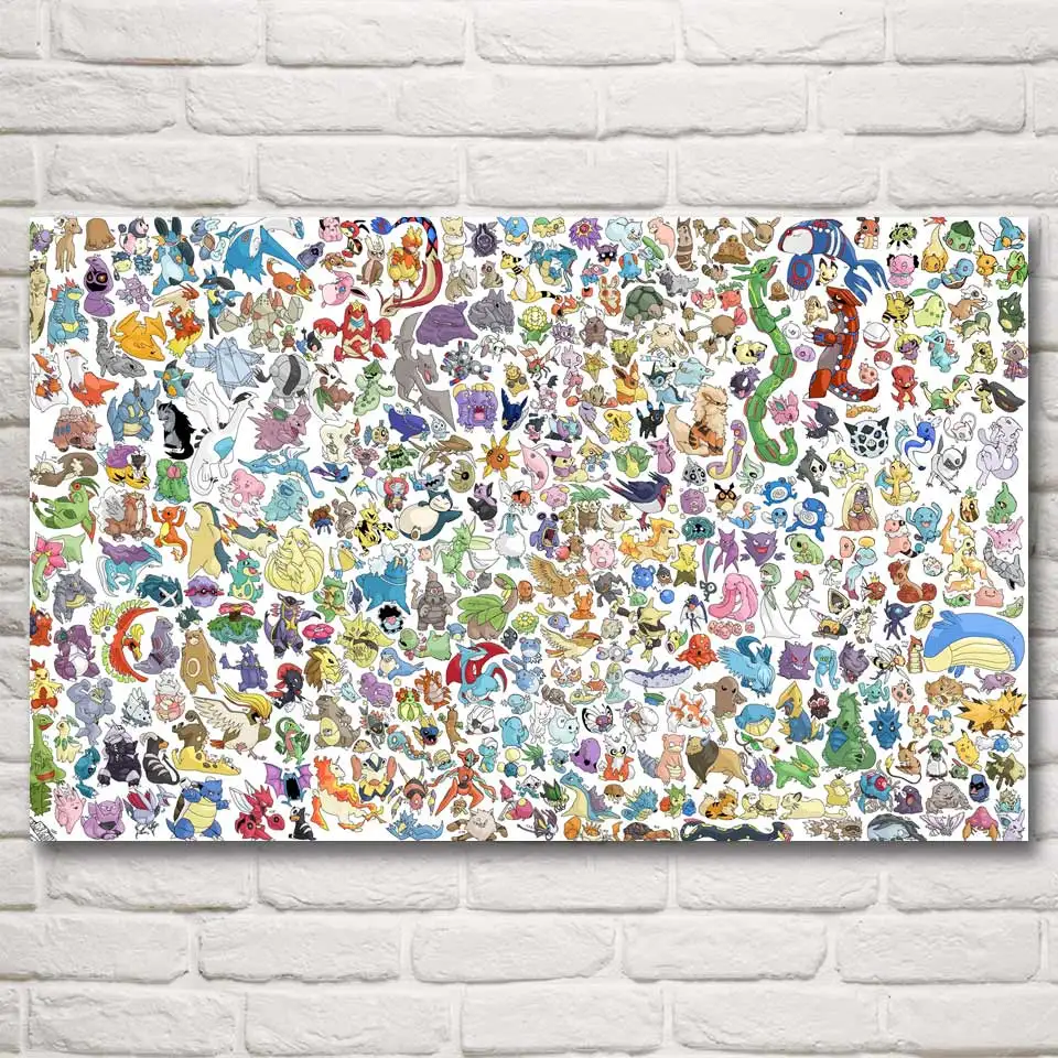 Pokemon All Monsters Anime Art Silk Fabric Poster
