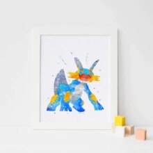 Pokemon Swampert Anime Watercolor Wall Poster Pokemon Swampert Anime Watercolor Wall Poster
