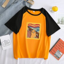 Gudetama Cartoon Oil Painting Short Sleeve Loose Casual T-Shirt Gudetama Cartoon Oil Painting Short Sleeve Loose Casual T-Shirt