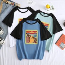 Gudetama Cartoon Oil Painting Short Sleeve Loose Casual T-Shirt Gudetama Cartoon Oil Painting Short Sleeve Loose Casual T-Shirt