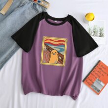 Gudetama Cartoon Oil Painting Short Sleeve Loose Casual T-Shirt Gudetama Cartoon Oil Painting Short Sleeve Loose Casual T-Shirt