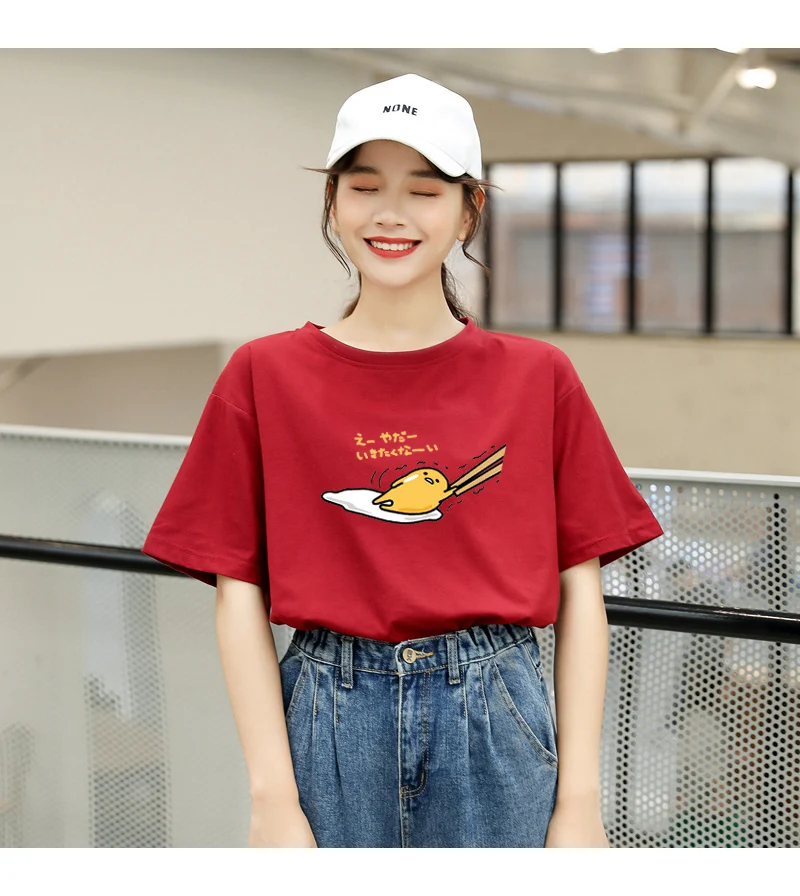 Gudetama Harajuku Anime Print O-Neck Kawaii T-Shirt