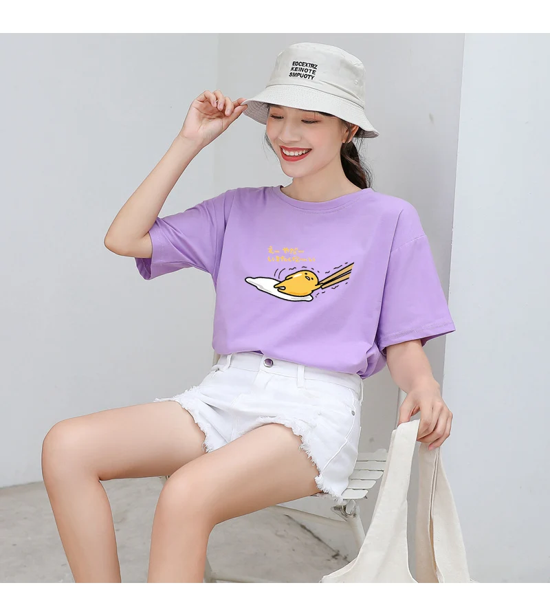 Gudetama Harajuku Anime Print O-Neck Kawaii T-Shirt