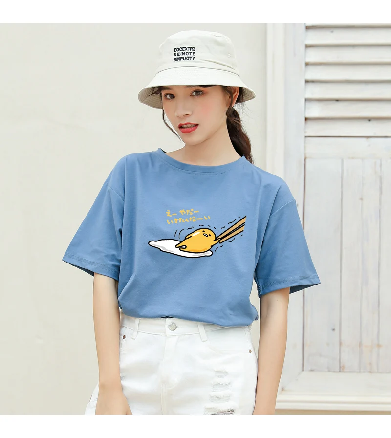 Gudetama Harajuku Anime Print O-Neck Kawaii T-Shirt
