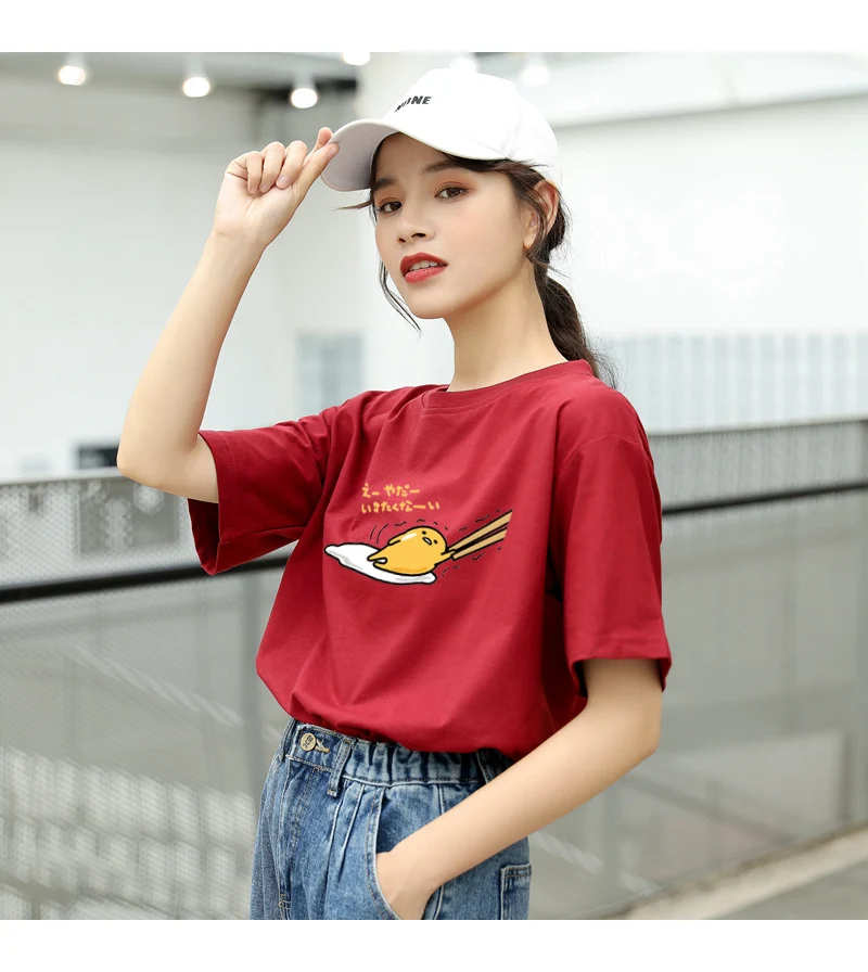 Gudetama Harajuku Anime Print O-Neck Kawaii T-Shirt