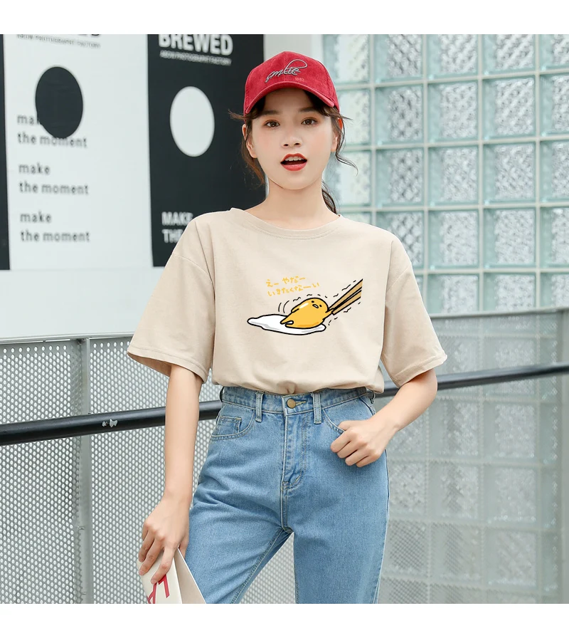 Gudetama Harajuku Anime Print O-Neck Kawaii T-Shirt