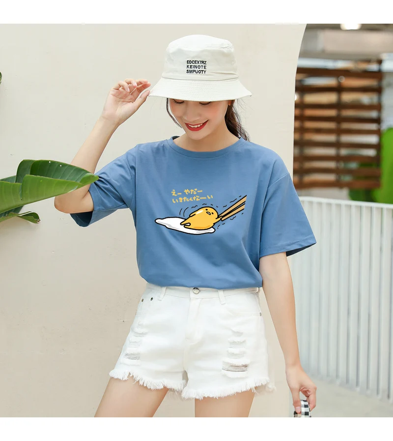 Gudetama Harajuku Anime Print O-Neck Kawaii T-Shirt