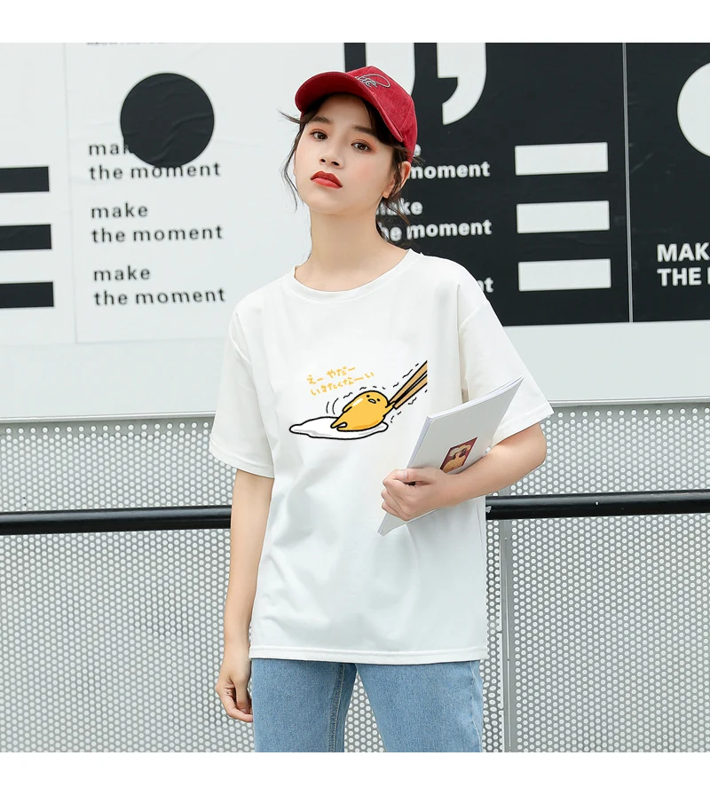 Gudetama Harajuku Anime Print O-Neck Kawaii T-Shirt