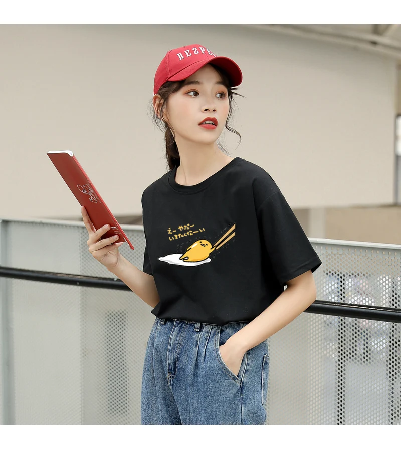 Gudetama Harajuku Anime Print O-Neck Kawaii T-Shirt