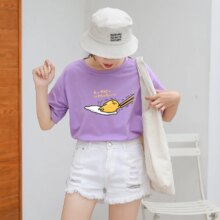 Gudetama Harajuku Anime Print O-Neck Kawaii T-Shirt Gudetama Harajuku Anime Print O-Neck Kawaii T-Shirt