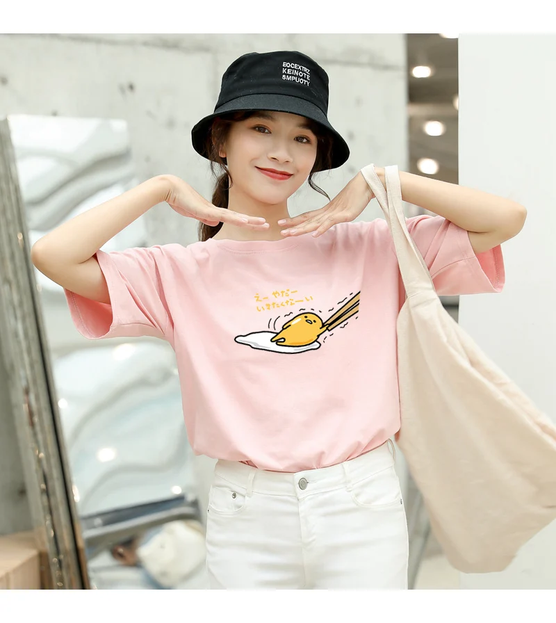Gudetama Harajuku Anime Print O-Neck Kawaii T-Shirt