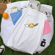 Kawaii Gudetama Cartoon Printed Short Sleeve Casual T-Shirt Kawaii Gudetama Cartoon Printed Short Sleeve Casual T-Shirt