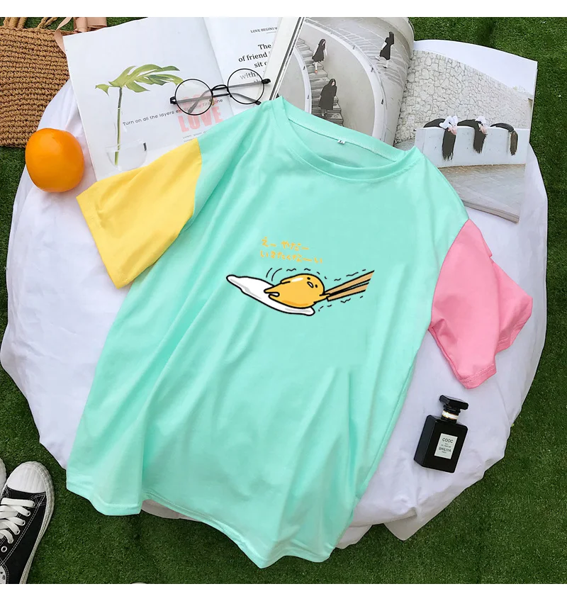 Kawaii Gudetama Cartoon Printed Short Sleeve Casual T-Shirt Kawaii Gudetama Cartoon Printed Short Sleeve Casual T-Shirt
