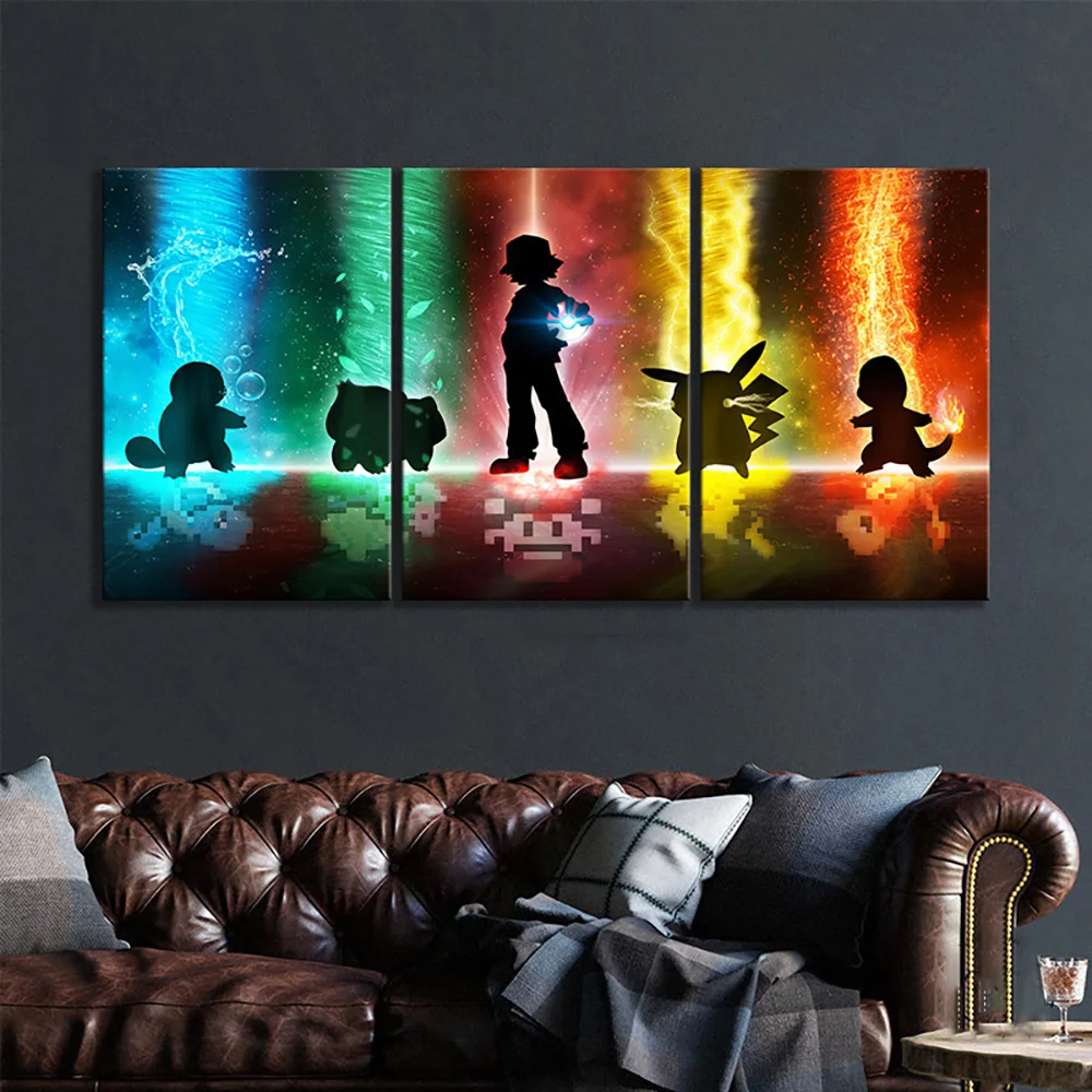 Pokemon Pocket Monster Anime HD Printed Canvas Wall Posters