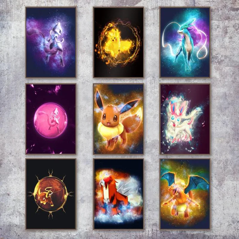 Pokemon Pikachu Cartoon Canvas Print Wall Poster