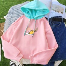 Kawaii Gudetama Harajuku Printed Long Sleeve Fleece Hoodies For Women Kawaii Gudetama Harajuku Printed Long Sleeve Fleece Hoodies For Women
