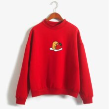 Kawaii Strawberry Gudetama Lazy Egg Fleece Pullover Kawaii Strawberry Gudetama Lazy Egg Fleece Pullover