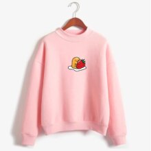 Kawaii Strawberry Gudetama Lazy Egg Fleece Pullover Kawaii Strawberry Gudetama Lazy Egg Fleece Pullover