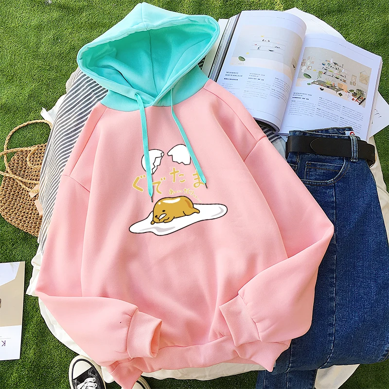 Gudetama Lazy Egg Yolk Printed Long Sleeve Casual Kawaii Hoodies For Women Gudetama Lazy Egg Yolk Printed Long Sleeve Casual Kawaii Hoodies For Women