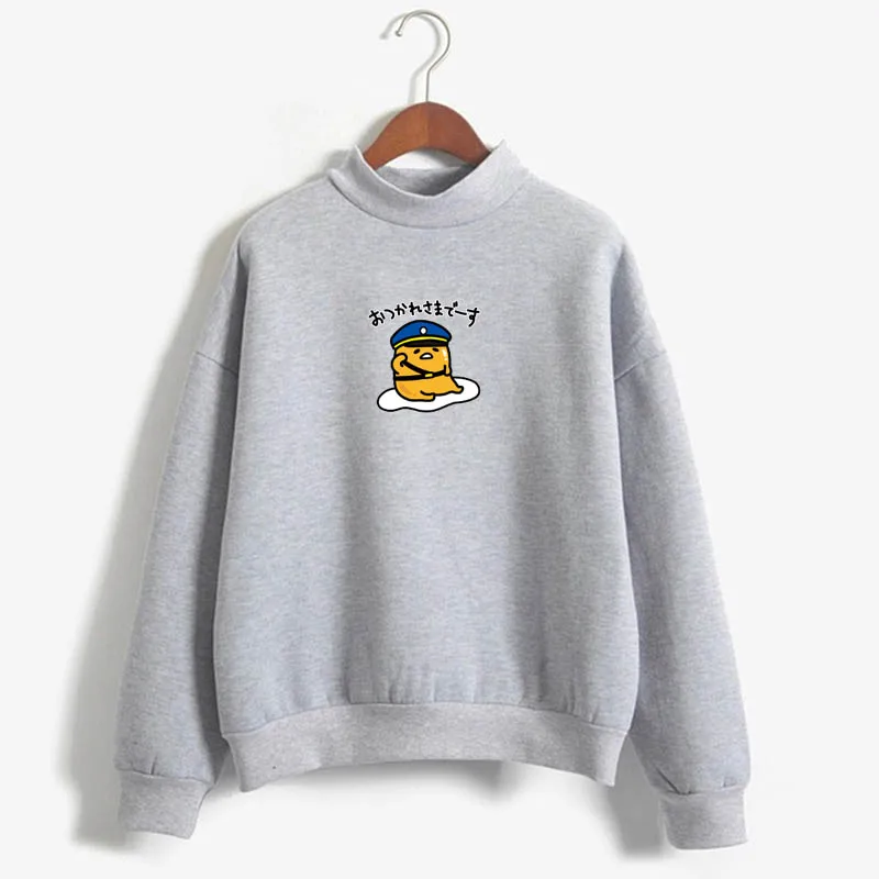 Kawaii Cartoon Gudetama Round Neck Harajuku Fleece Pullover
