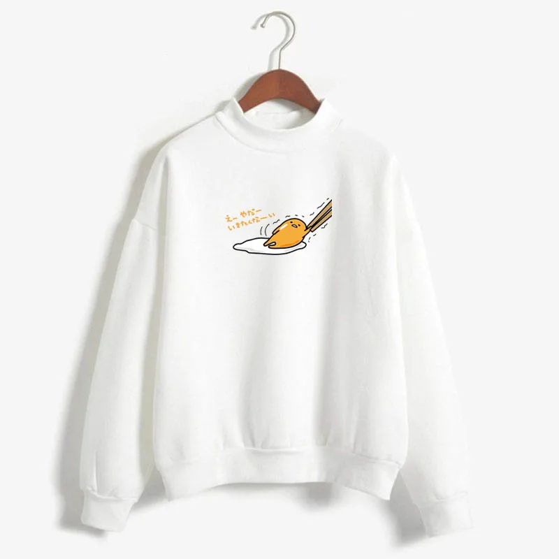 Kawaii Cartoon Gudetama Round Neck Harajuku Fleece Pullover