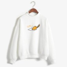 Kawaii Cartoon Gudetama Round Neck Harajuku Fleece Pullover Kawaii Cartoon Gudetama Round Neck Harajuku Fleece Pullover