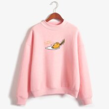 Kawaii Cartoon Gudetama Round Neck Harajuku Fleece Pullover Kawaii Cartoon Gudetama Round Neck Harajuku Fleece Pullover