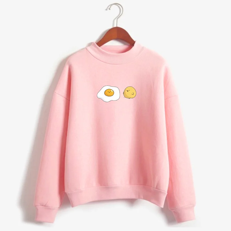 Kawaii Cartoon Gudetama Round Neck Harajuku Fleece Pullover